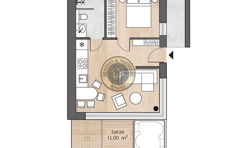 Treesna Lake Villa & Spa - vzorový 2 izbový apartmán 41,24 m²