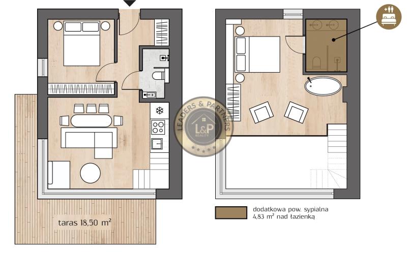 Treesna Lake Villas & SPA - vzorový apartmán 3+KK 67,77 m²