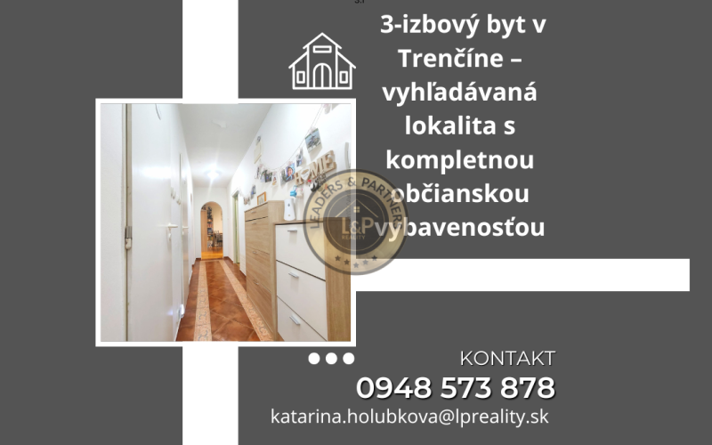 Na predaj: 3-izbový byt v Trenčíne – vyhľadávaná lokalita s kompletnou občianskou vybavenosťou