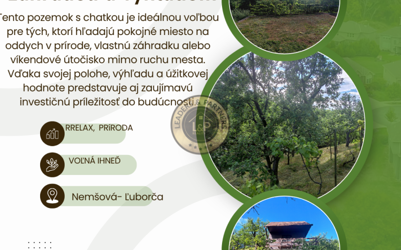 Miesto pre dokonalý oddych v prírode – záhradná chatka s pozemkom 483 m² v Nemšovej